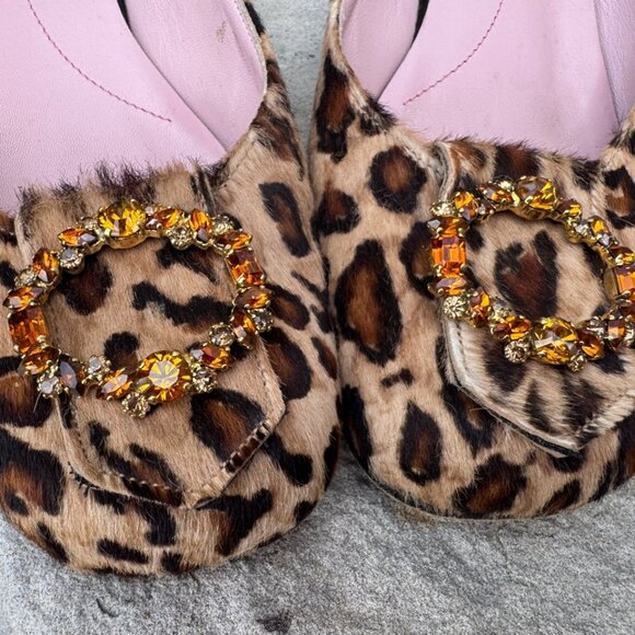 Mark & Steven Animal Print Rhinestone Jeweled Plaque Slides Size 36.5 (US 6) - Picture 5 of 11